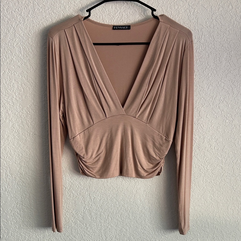 Women's Crop Blush Draped Blouse
